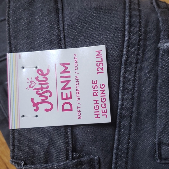 Justice Denim Jean Gray Jeggings Girl's size 12 Slim NWT - Picture 2 of 7